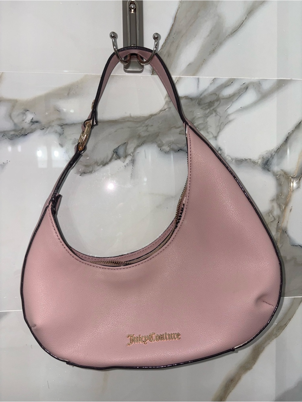Juicy Couture Los Angeles California Blush Pink Crescent Shoulder Bag